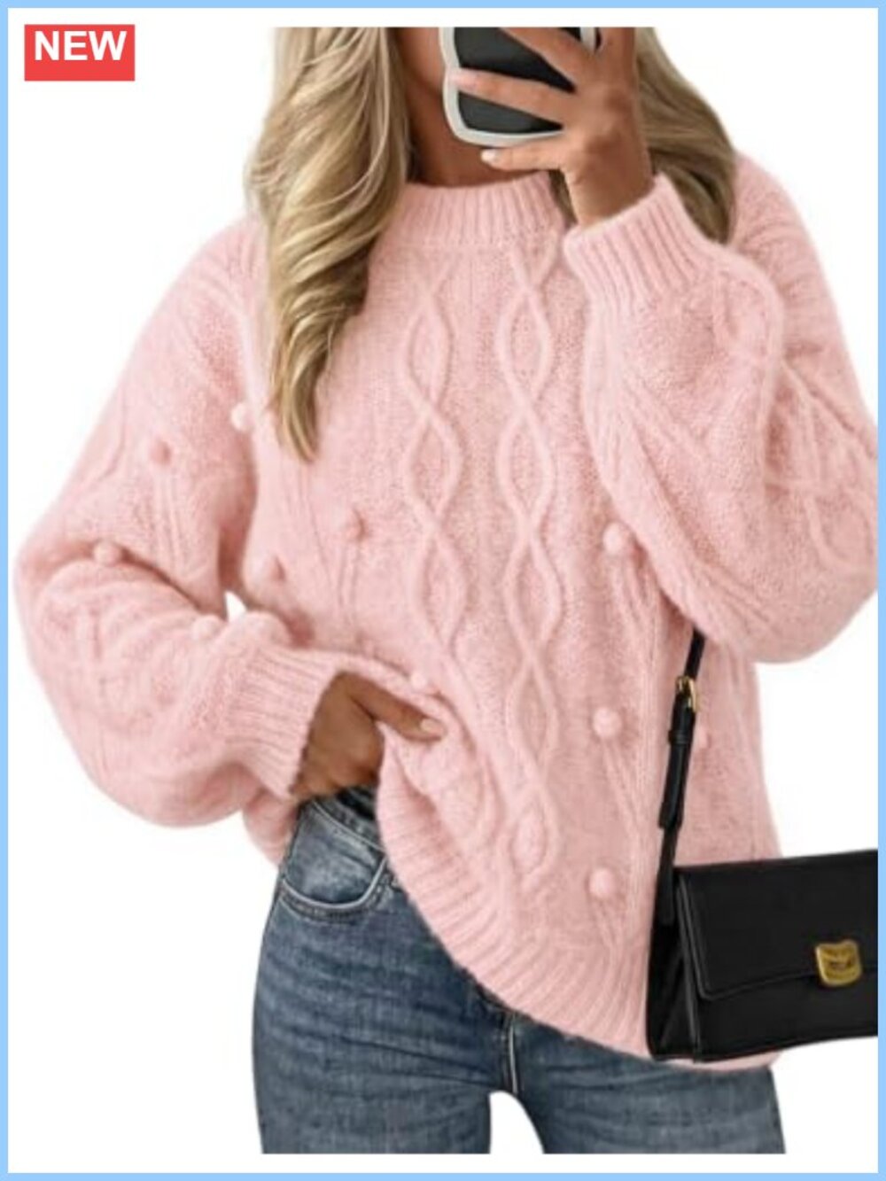 Women's Oversized Cable Knit Pullover Sweater Cozy Long Sleeve